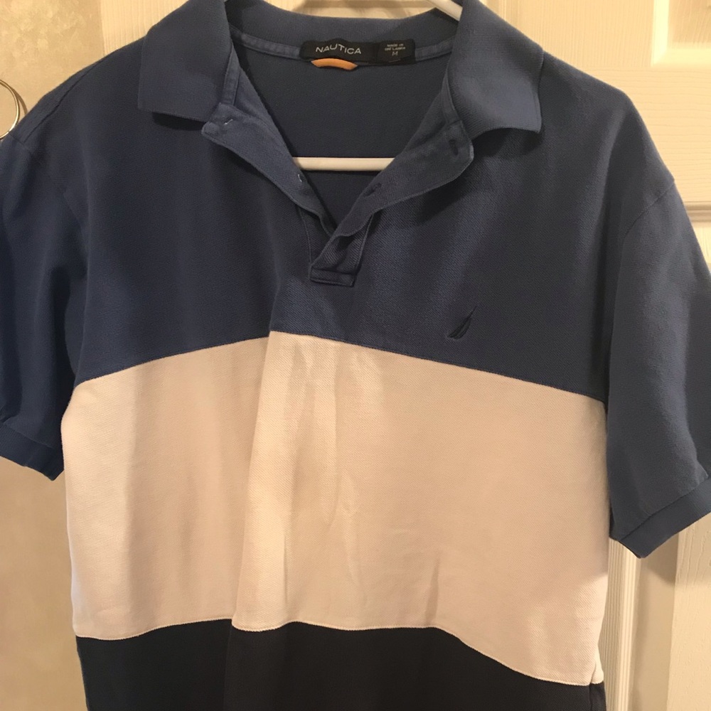 Mens Nautica polo shirt royal blue/white/navy blue
